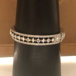 Camrose & Kross Jackie Kennedy Silver Bangle with Crystal Accents Vintage